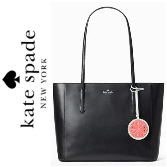 NWT Kate Spade genuine leather top zip tote black - Picture 3 of 6